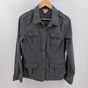 Mossimo Supply Co. Womens XL Gray Military Style Button Up Utility Jacket Trails